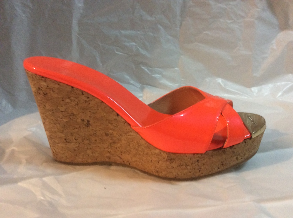Patent Jimmy Choo Cork Wedge Platform Sandals Size 38